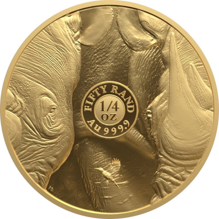 Back of the Gold Rhino 1/4 oz PF - Big Five Series III - 2025