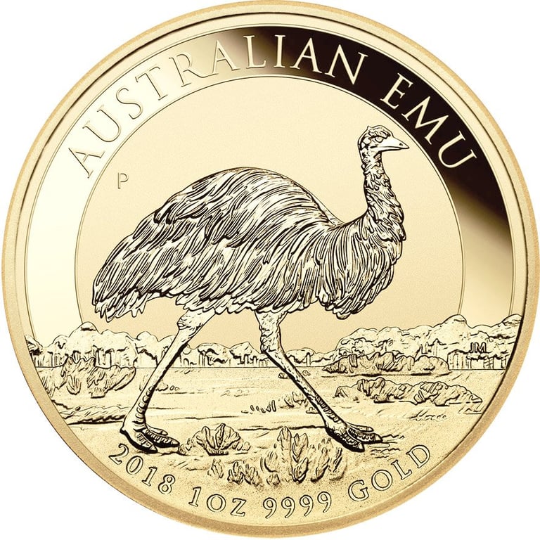 Front of the Gold Emu 1 oz - 2018