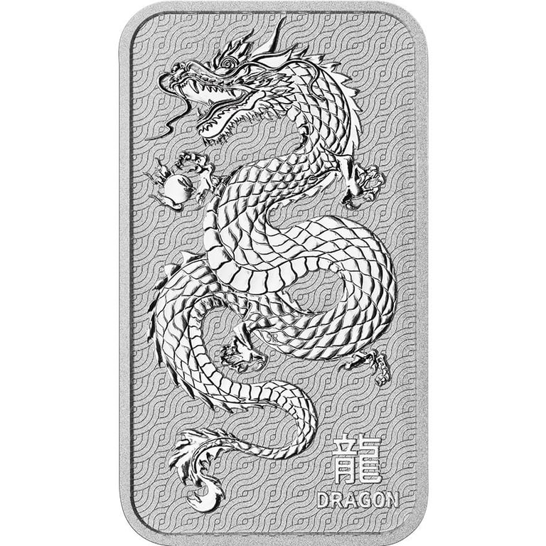 Front of the Lunar Dragon 1 oz Silver Bar - Perth Mint
