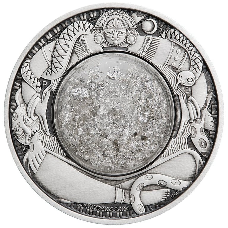 Front of the Silver Tears of the Moon 2 oz - 2021 - Antique Finish