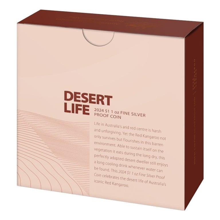 Original coin case of the Silver Kangaroo - Desert Life 1 oz Proof - RAM 2024