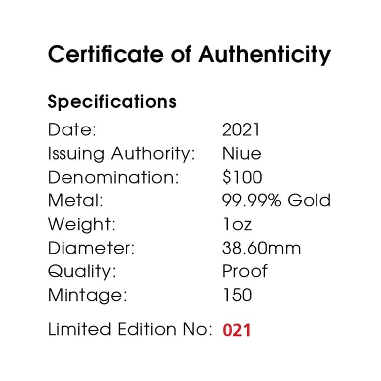 Certificate of authenticity