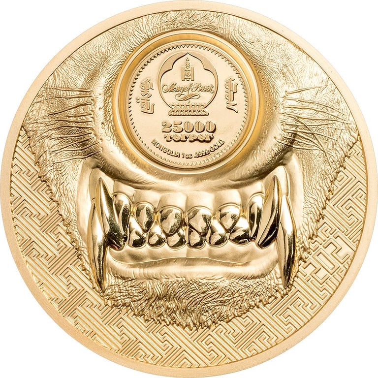 Back of the Gold Mystic Wolf 1 oz - Ultra High Relief