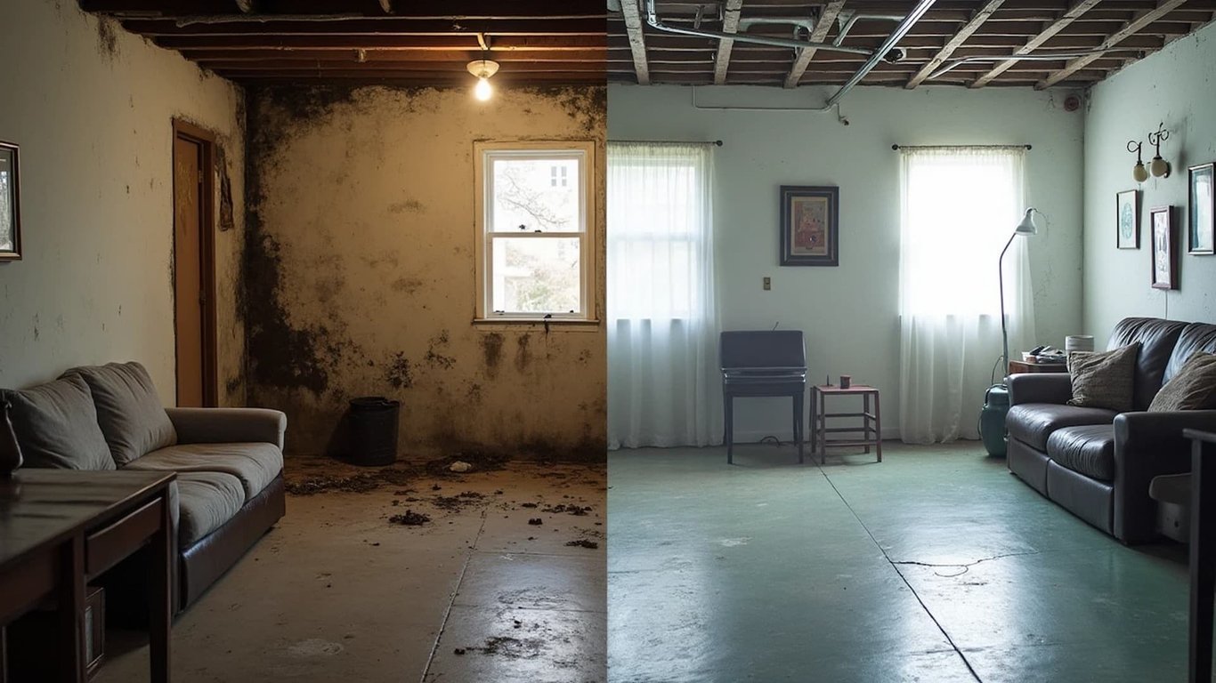 Before and after mold remediation