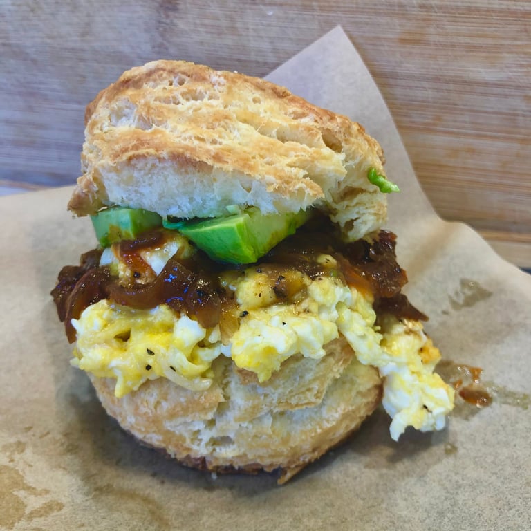 Buttermilk Biscuit Egg Sandwich with Potatoes