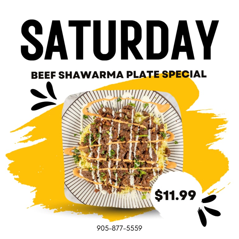 BEEF SHAWARMA PLATE - SATURDAY SPECIAL