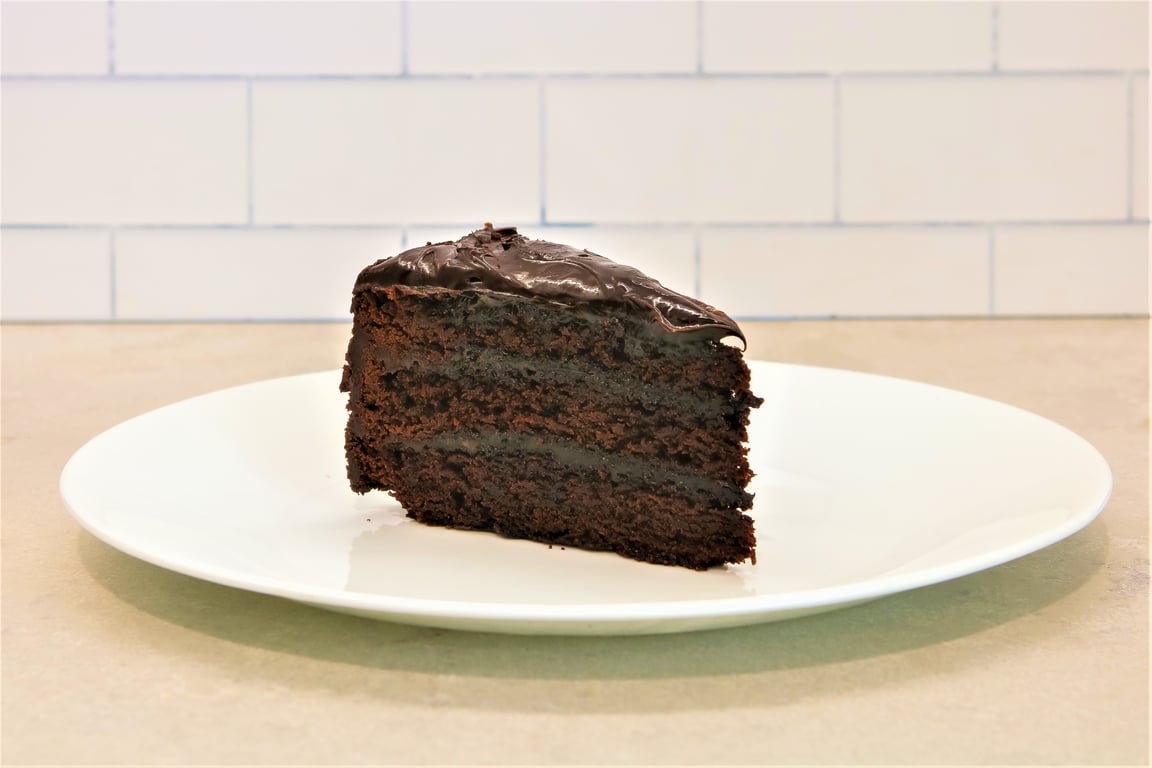 Outrageously Triple Layer Chocolate Cake (Contains wheat, eggs, soy, dairy)