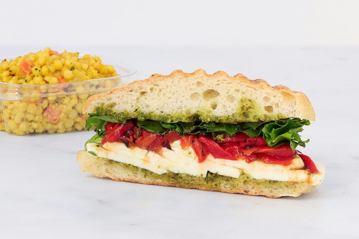 1/2 Vegetarian Pesto Caprese Sandwich