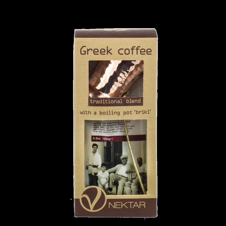 Nektar Traditional Blend Greek Coffee with coffee pot "briki"