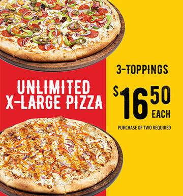 Unlimited 2 X-Large 3-Topping Pizza