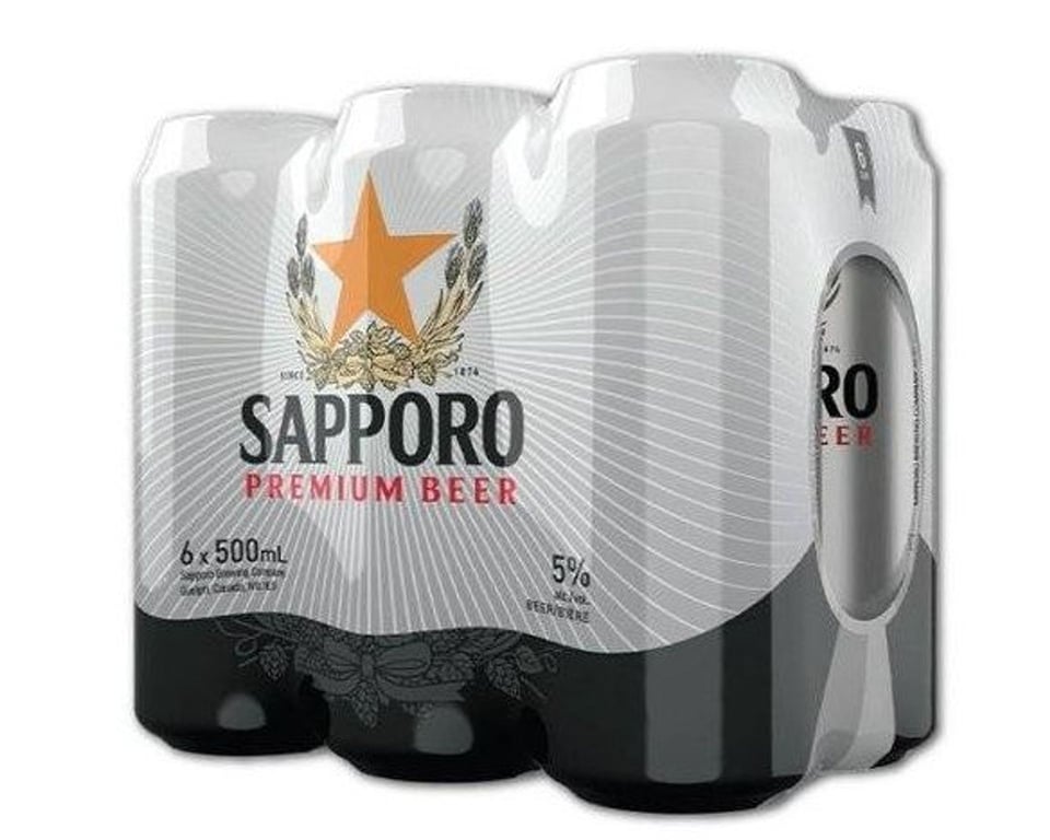 Sapporo Premium Beer, 6 pack -  500mL can beer (5% ABV)