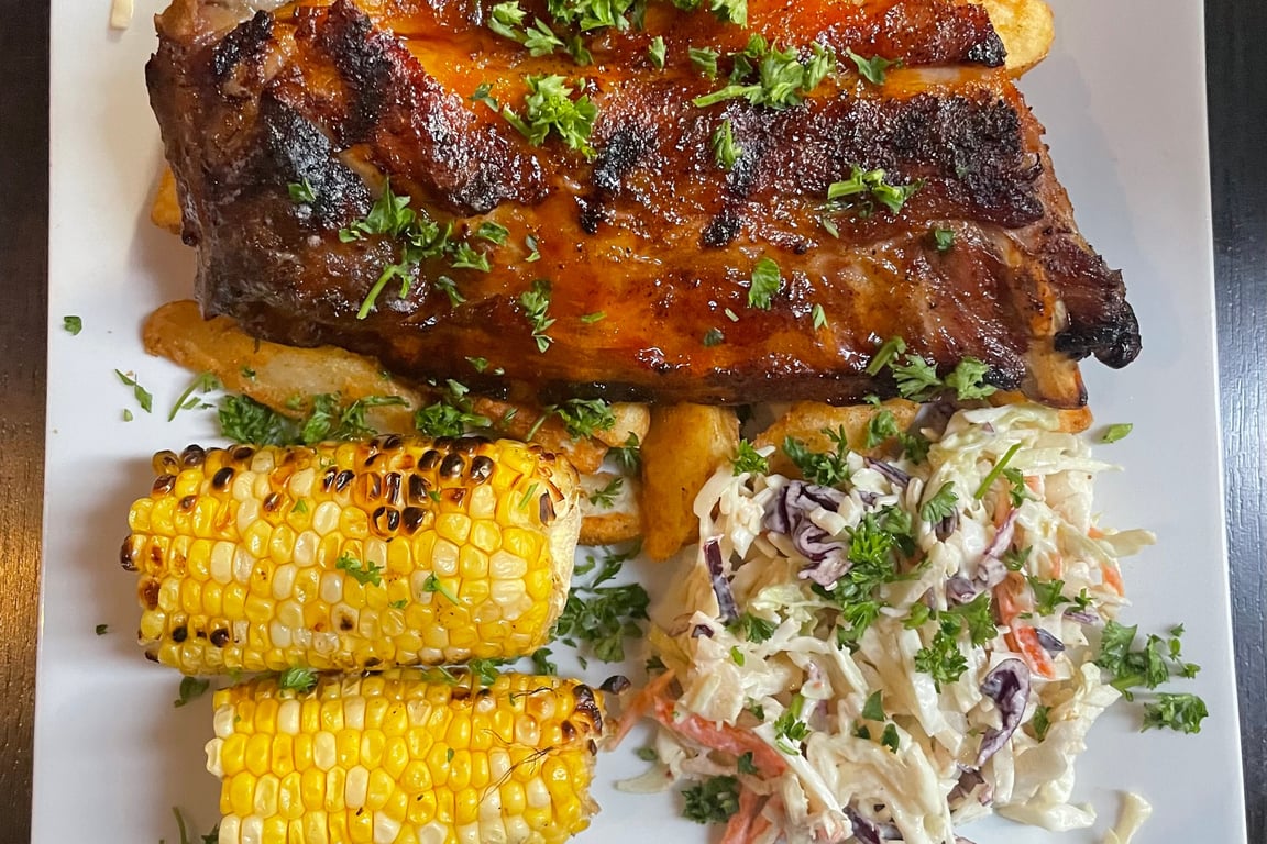 Half Rack BBQ Pork Ribs and Wedge Fries