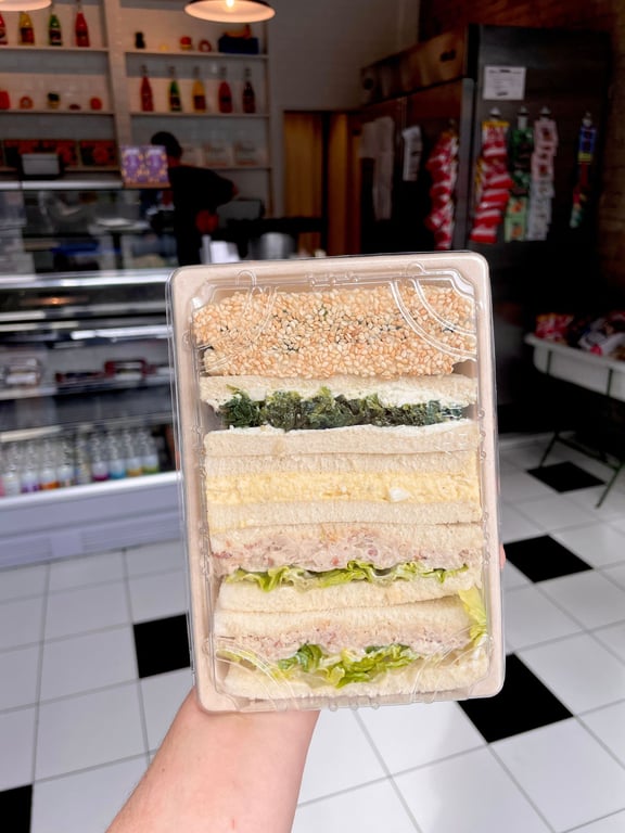 Finger Sandwiches Mixed Box:  Egg salad, spinach & feta, chicken caesar salad