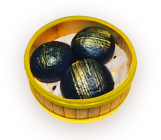 Black Sesame Yolk Buns 黑金流沙包