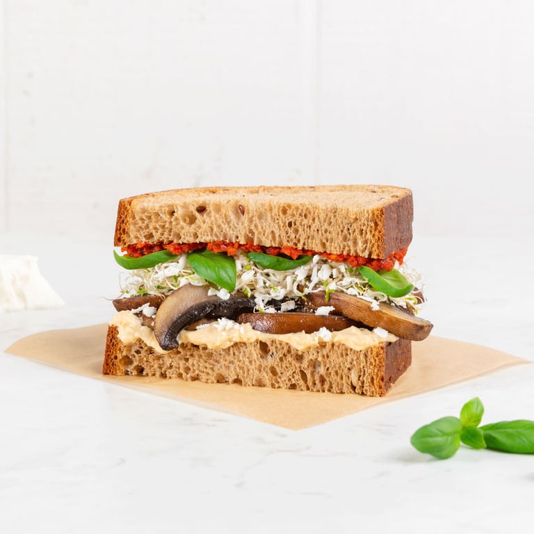 Grilled Portobello and Hummus Sandwich