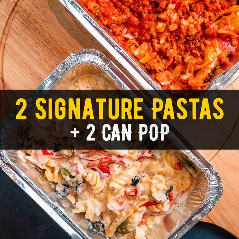 2 Signature Pastas + 2 Can Pop