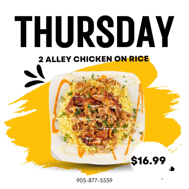2 MEDIUM CHICKEN ON RICE - THURSDAY SPECIAL