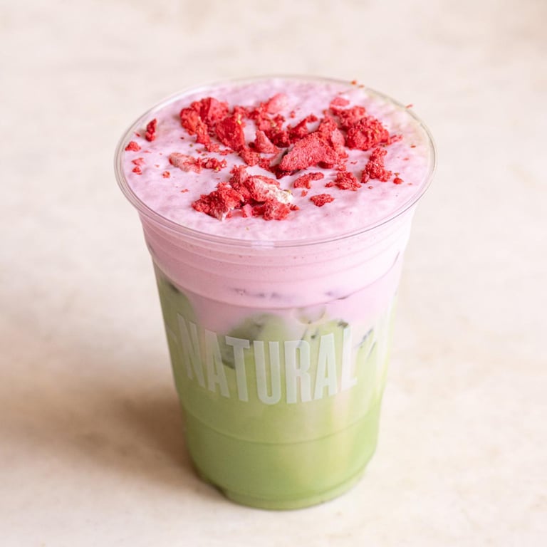 Strawberry Foam Matcha (contains dairy)