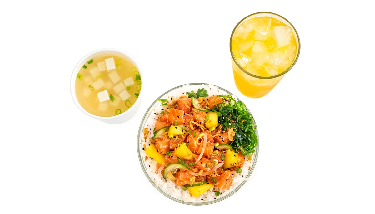 Yuzu Ponzu Salmon Combo (Drink + Miso Soup or Kettle Chips)
