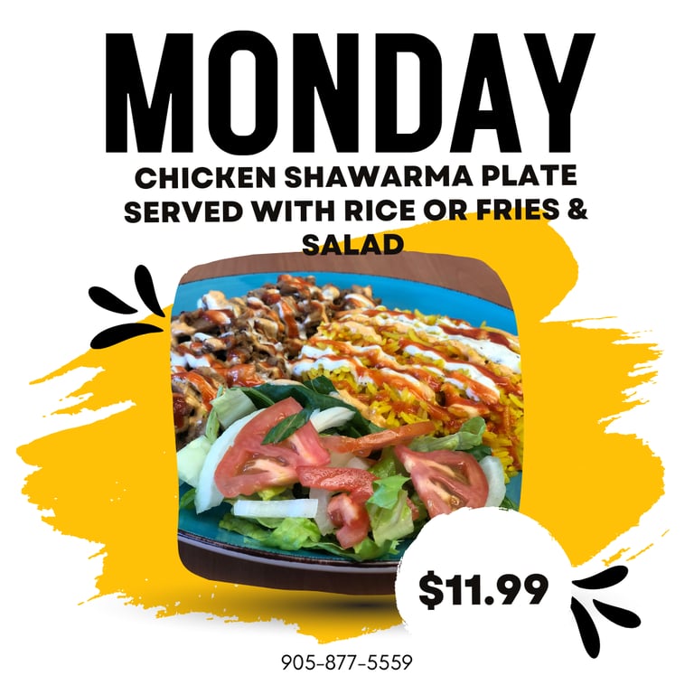 CHICKEN SHAWARMA PLATE - MONDAY SPECIAL