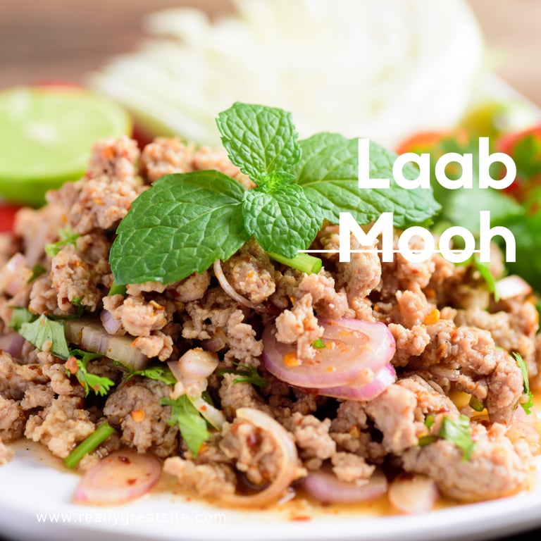 LAAB MOOH served with rice ลาบหมู