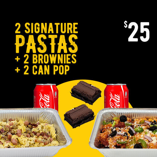 SPECIAL # 2 ➜ 2 Signature Pastas + 2 Brownies + 2 Can Pop