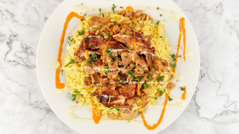 Alley Chicken on Rice with combo fries and drink