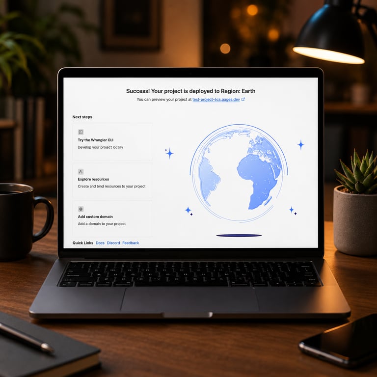 The finished website open at its public pages.dev address