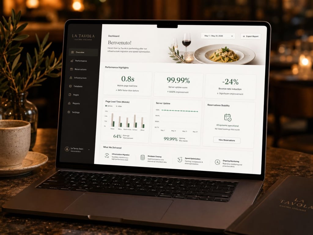Faster hosting and email that lands, for a restaurant that had neither