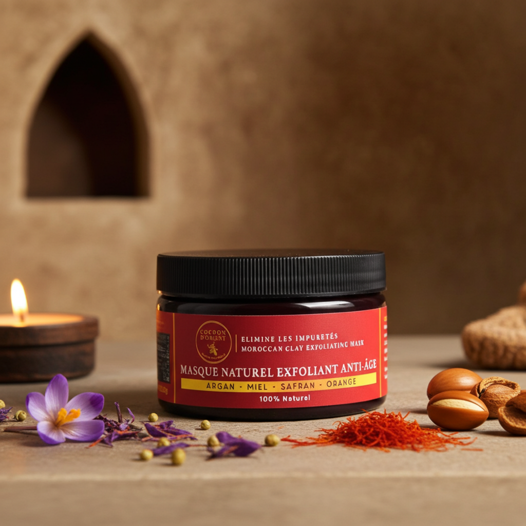 Masque Exfoliant Anti-Âge – Argan, Miel, Safran & Orange – Cocoon d’Orient