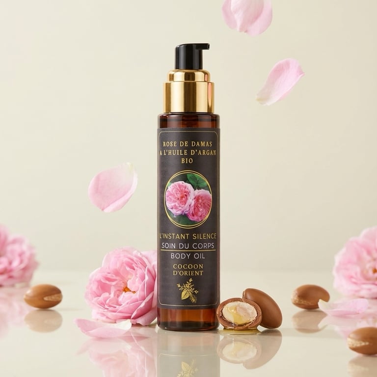 Rose de Damas et argan bio synergie - Instant Silence soin corps Cocoon d'Orient
