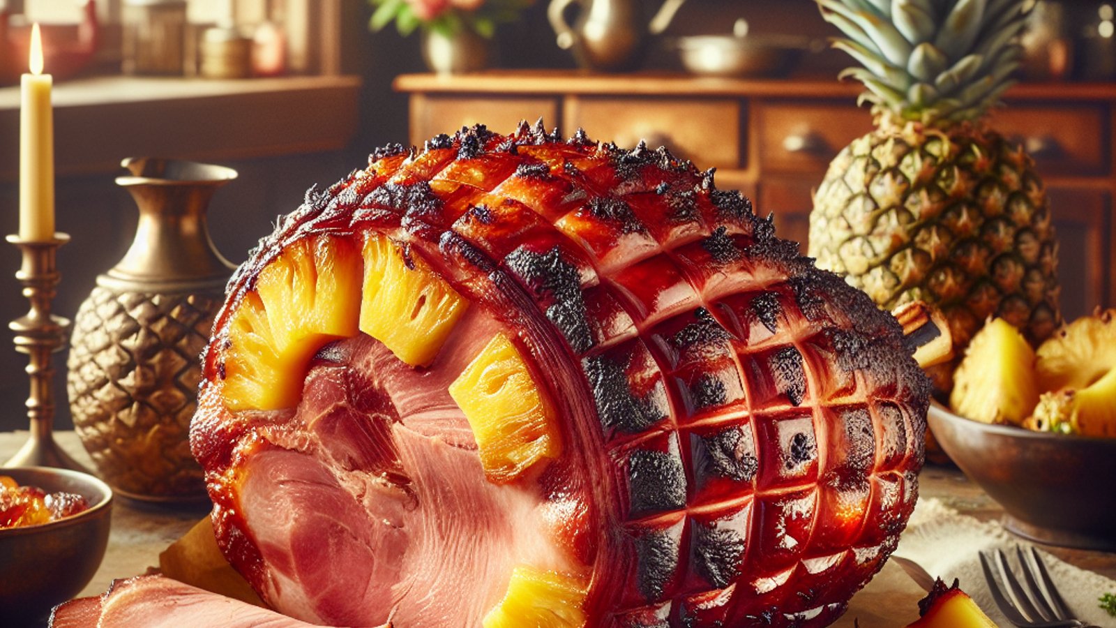 Roast Leg of Ham with Glazed Pineapple