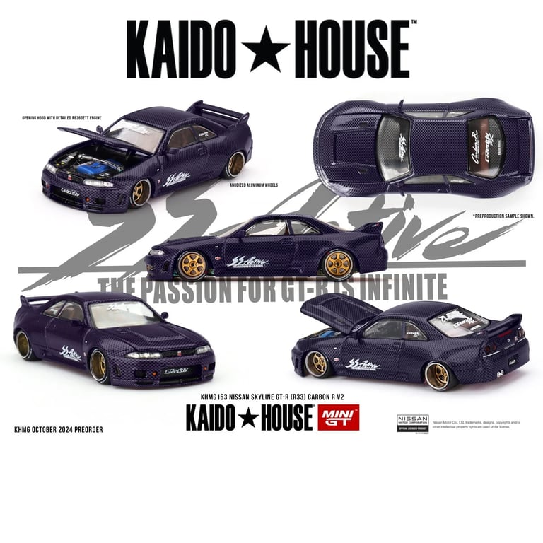 Kaido House x Mini GT Nissan Skyline GT-R (R33) Carbon R V2