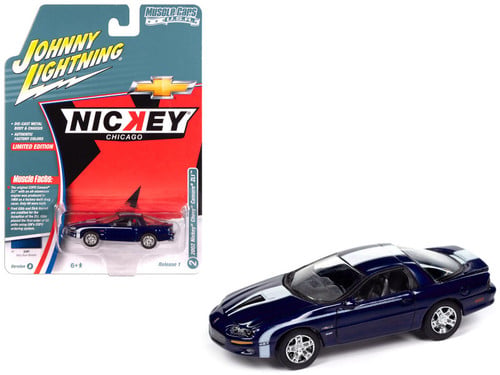 Johnny Lightning 2002 Chevrolet Camaro ZL1 35th Anniversary Edition Navy Blue Metallic with White Stripes 'Muscle Cars U.S.A.'