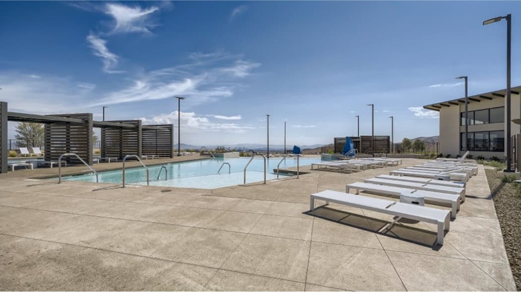Resort pool and cabanas at the Heritage at Stonebridge clubhouse