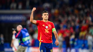 Rodri avec le maillot de l'Espagne lors d’un match de sélection