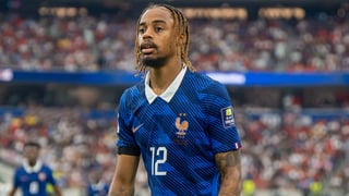 Bradley Barcola avec le maillot des bleus durant le match France Espagne Coupe du monde 2026