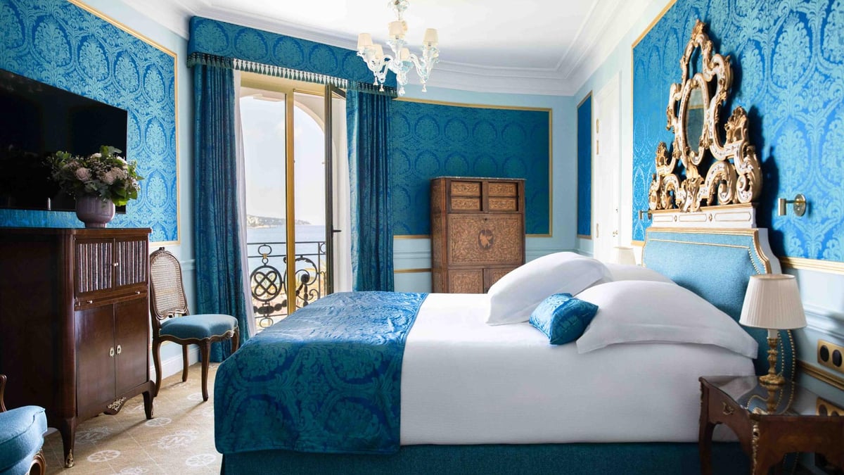 Individually decorated sea-view room at Le Negresco