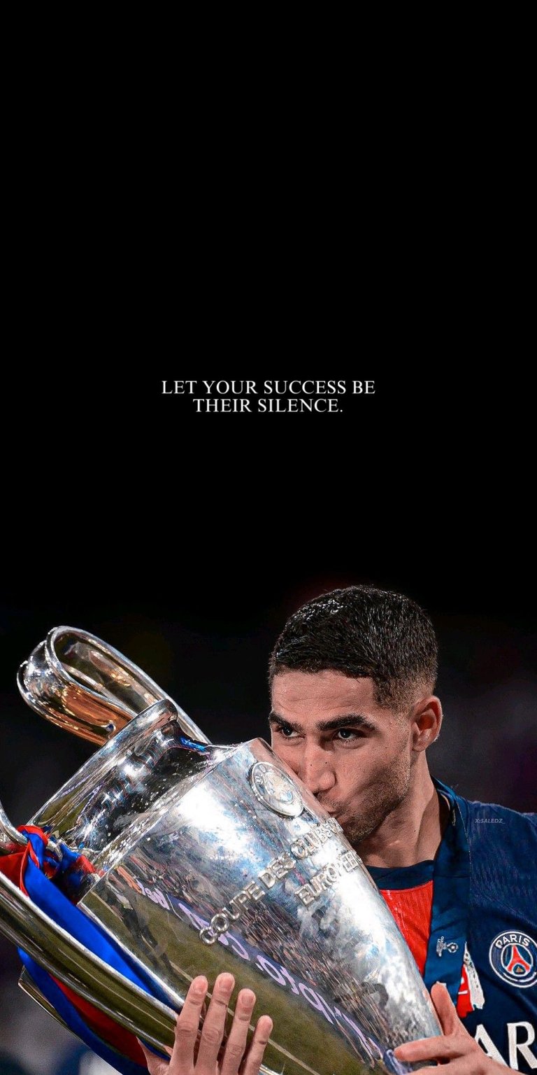 Achraf Hakimi kissing the trophy wallpaper 4k iPhone