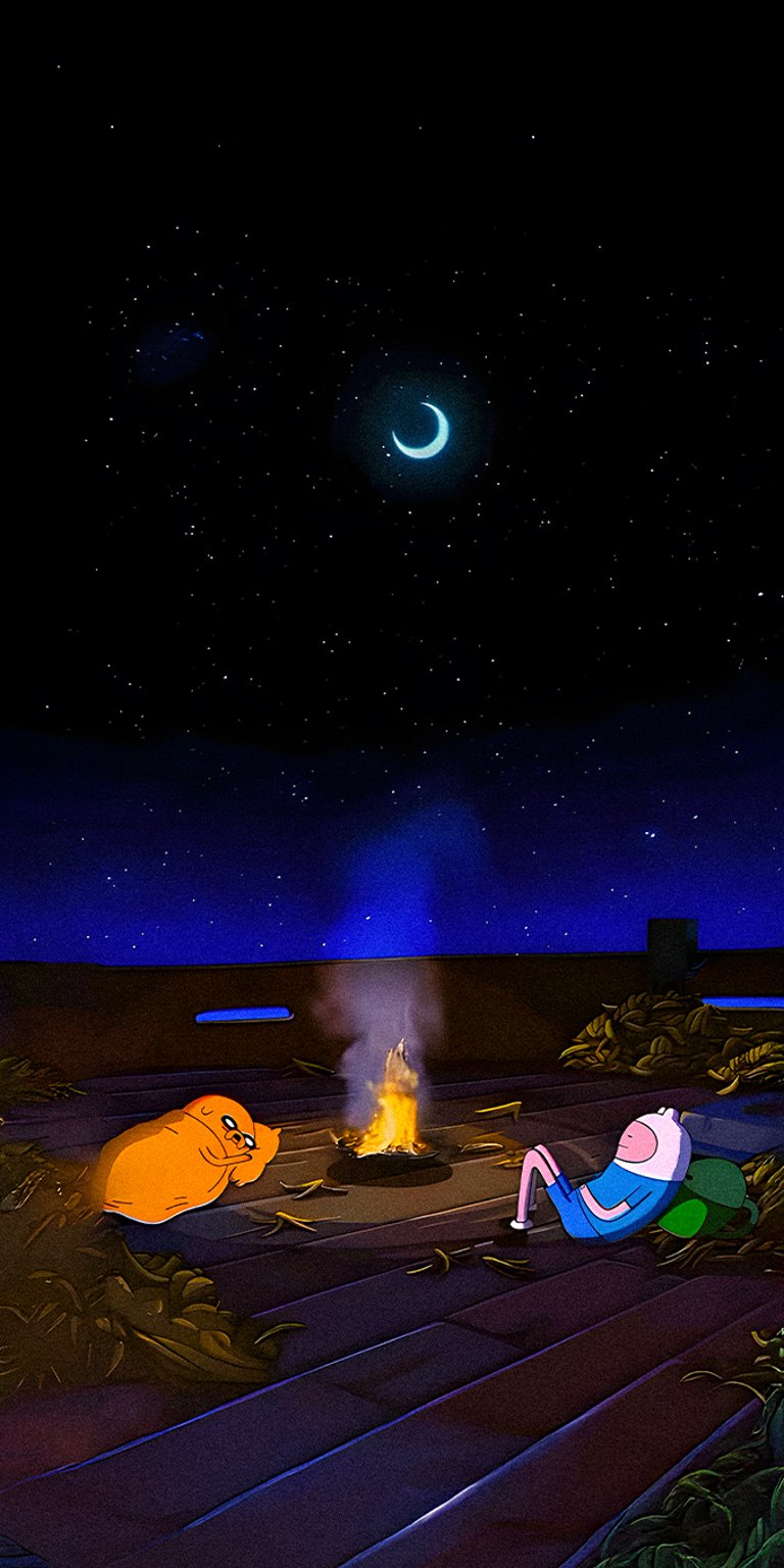 Fin and Jake sleeping at night wallpaper mobile HD