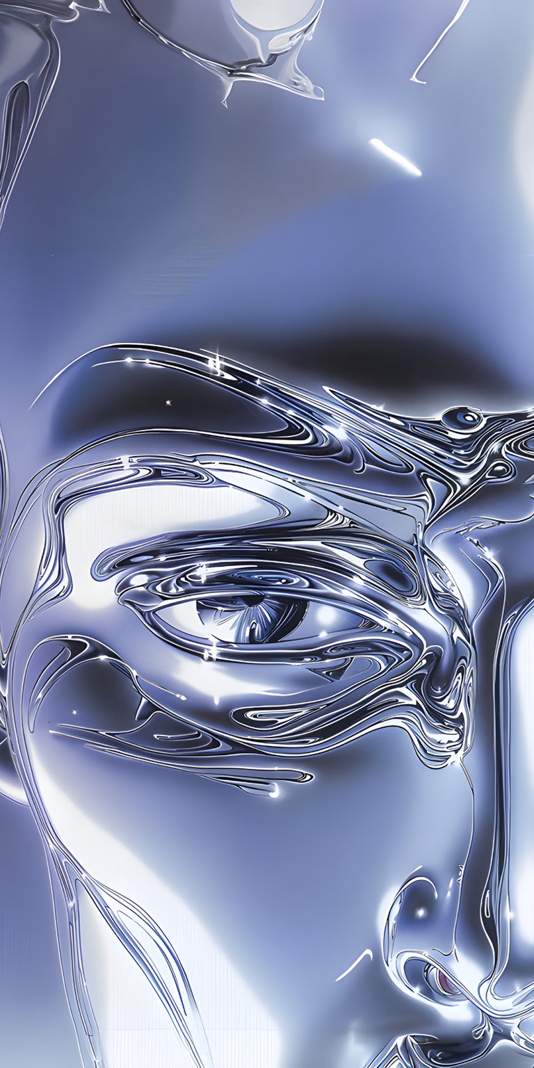 art person man image face eye comic book character head liquid metal shiny platinum
