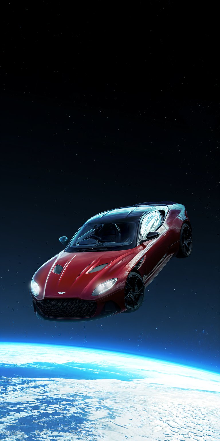 Car in space 3D wallpaper for iPhone
