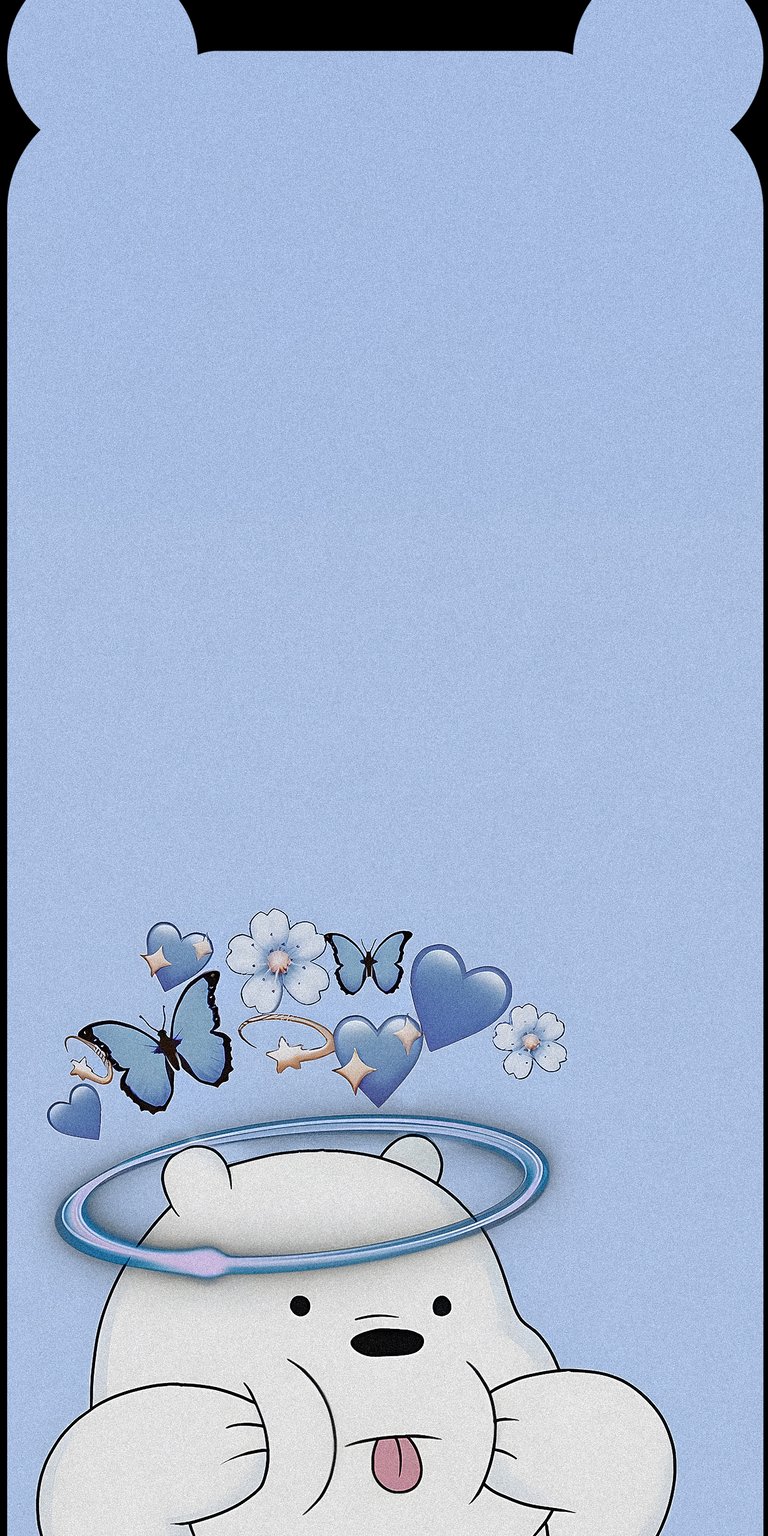 Cute polar bear with halo butterfly wallpaper