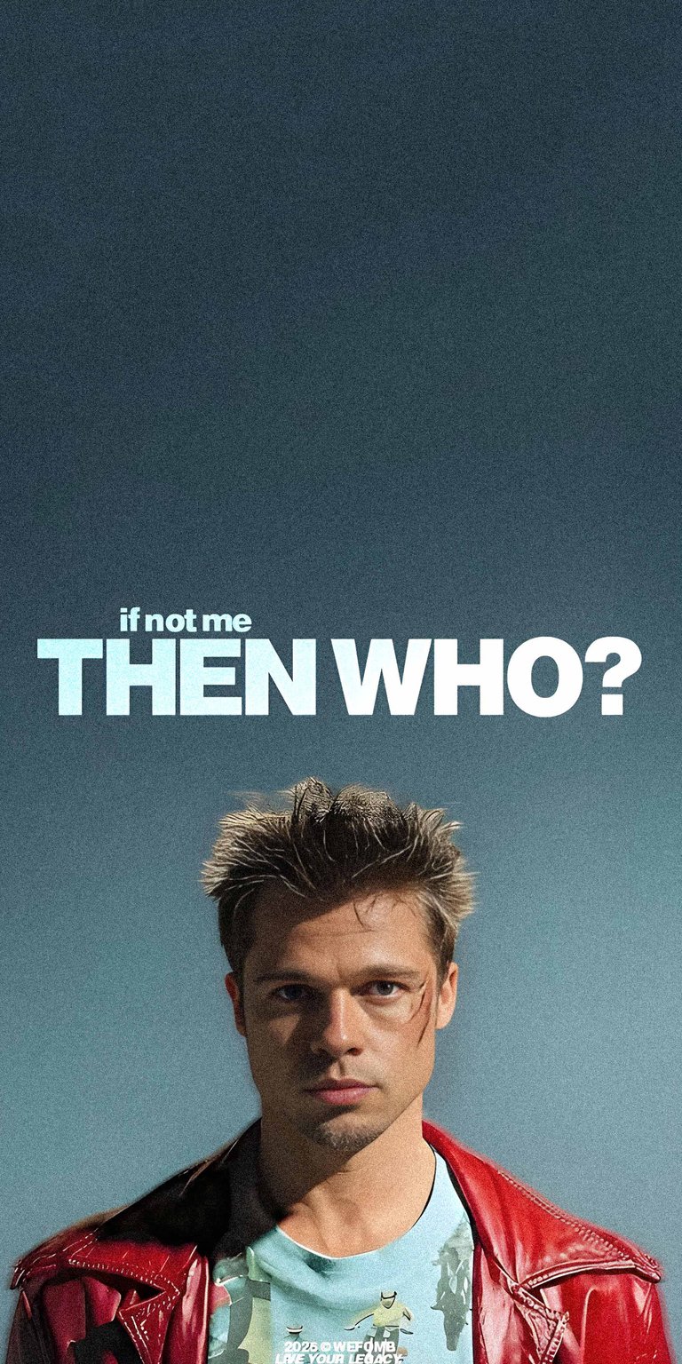 Grab this Tyler Durden 4K wallpaper for your iPhone, showcasing the iconic character with a defiant expression and a quote above. The striking red leather jacket and graphic tee make this wallpaper a standout choice.