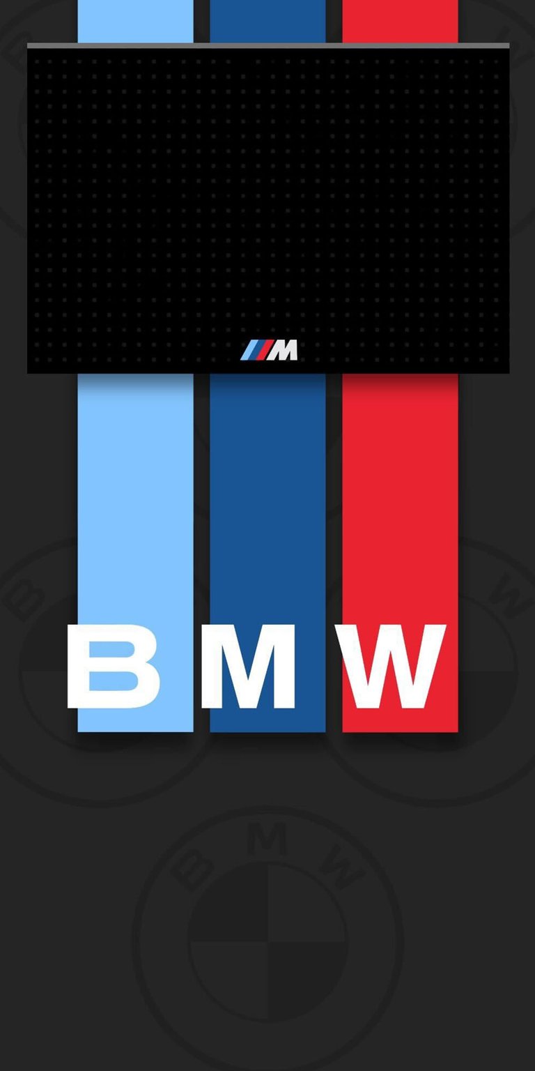 A clean tri-color stripe design featuring the iconic BMW branding. This automotive 4K wallpaper offers a premium look for your iPhone.
