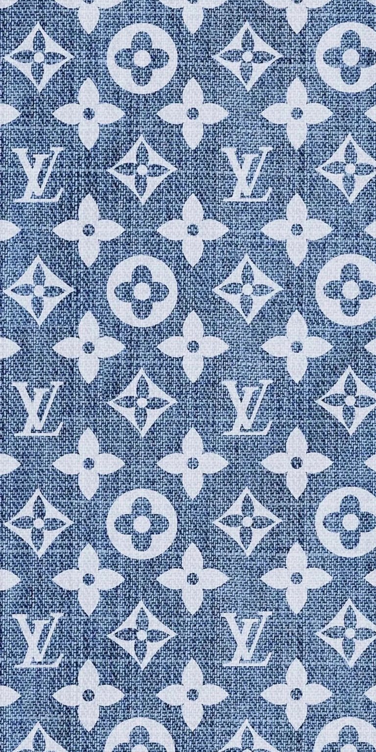 This Louis Vuitton 4K wallpaper showcases repeating white LV logos, circular floral emblems, and four-petal flower designs. Enhance your iPhone screen with this luxury brand wallpaper.