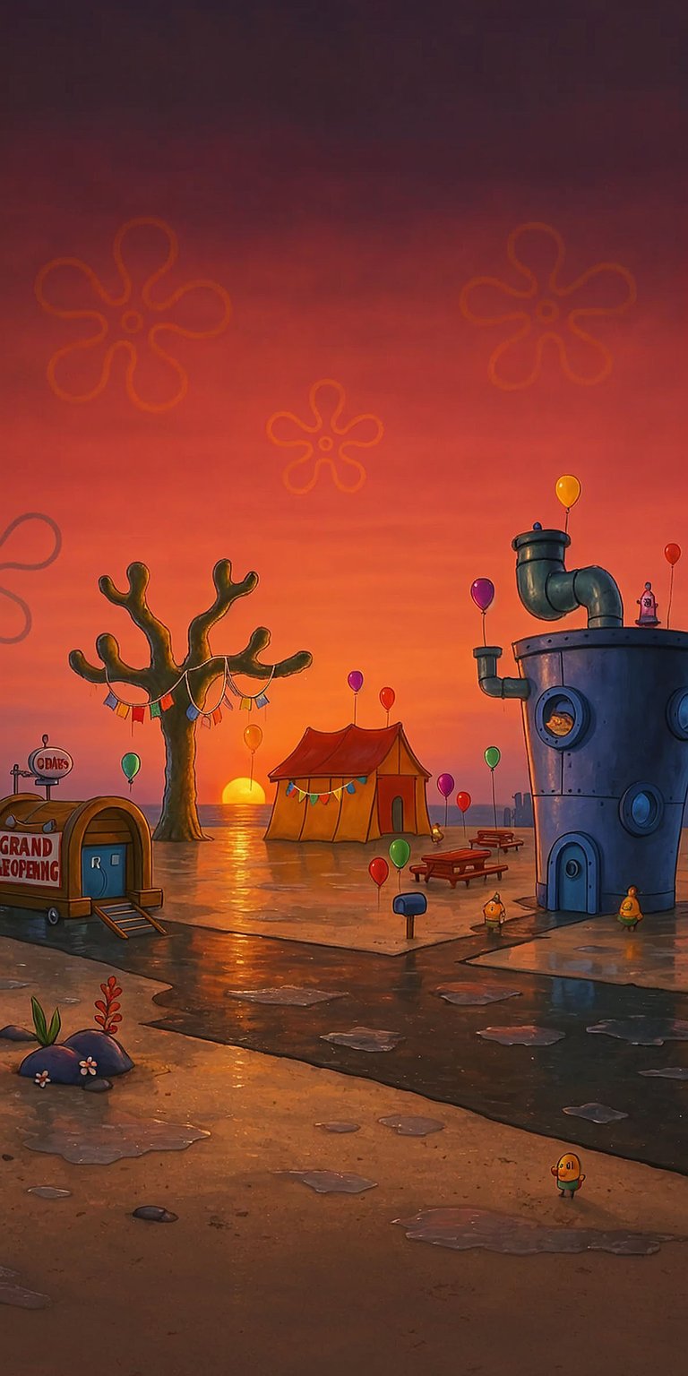 Spongebob houses iPhone wallpaper 4K