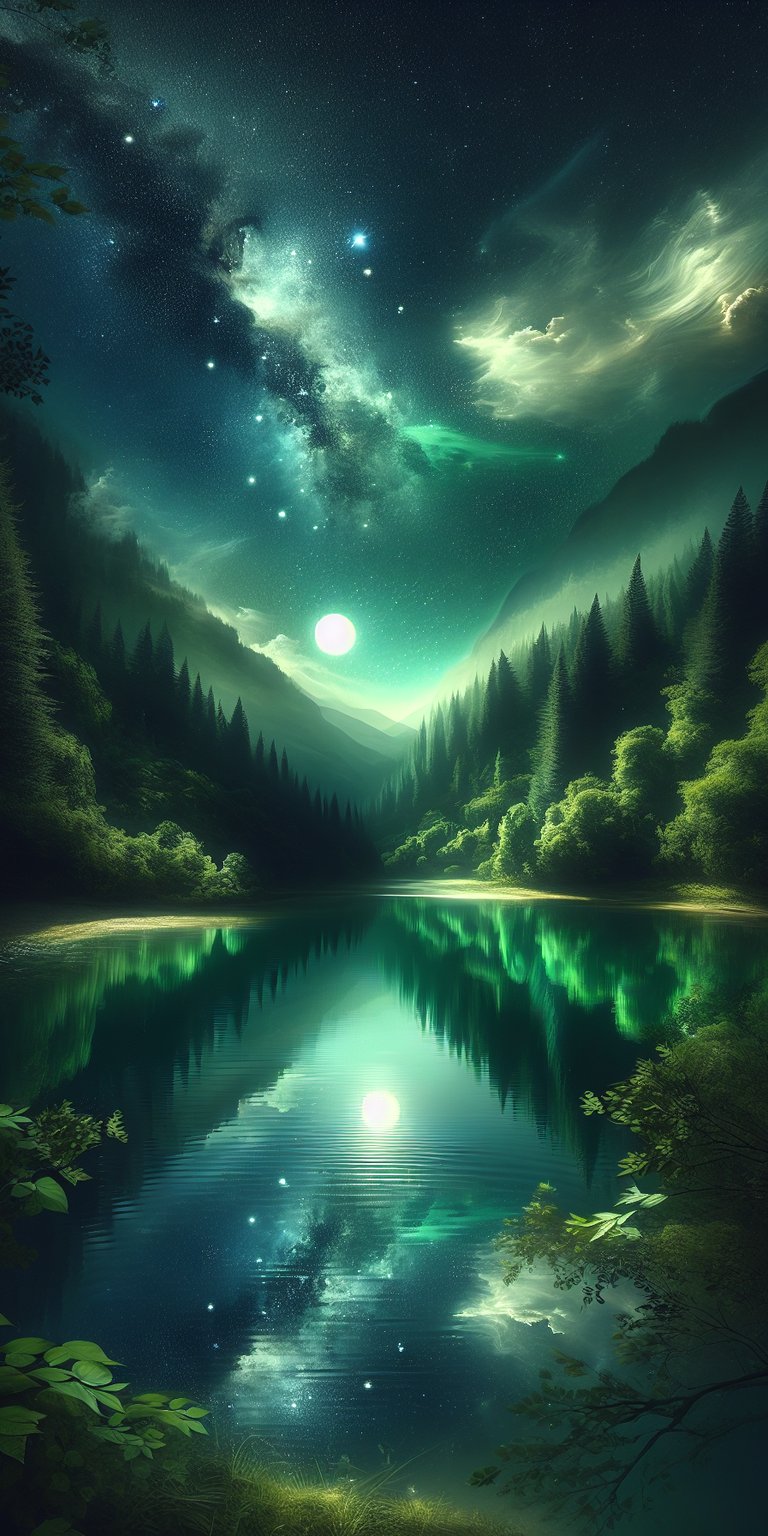 Moon at night with glowing stars wallpaper