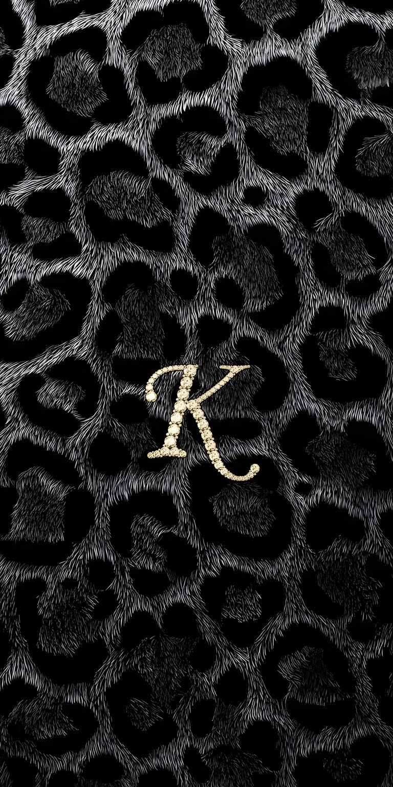 Elevate your iPhone with this stunning 4K wallpaper featuring a sparkling diamond-encrusted letter K. This premium OLED wallpaper pairs a sharp monochrome leopard pattern with brilliant jewel textures for a high-contrast, glamorous look.