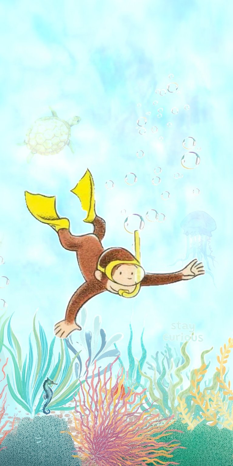 Curious George monkey diving wallpaper iPhone 4K